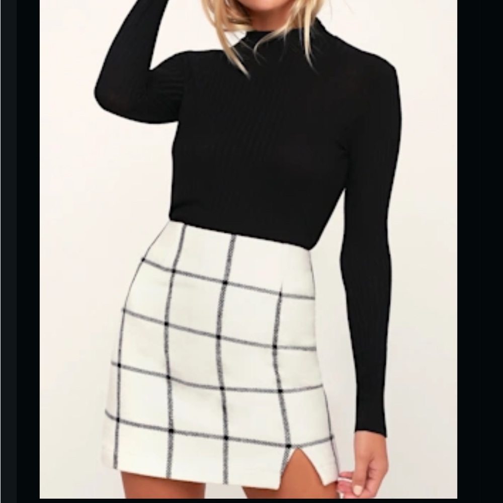 Lulu's Checkered Mini Skirt in White and Black